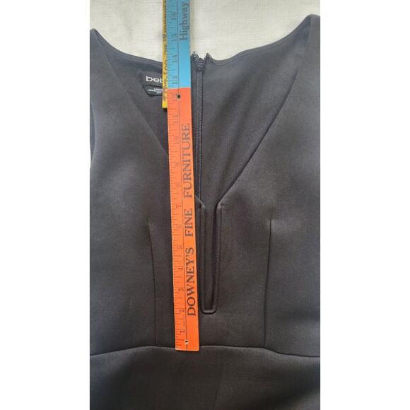 Bebe Black Neoprene Deep Vee V-neck maxi Mermaid Formal evening gown Dress XS - Picture 13 of 16